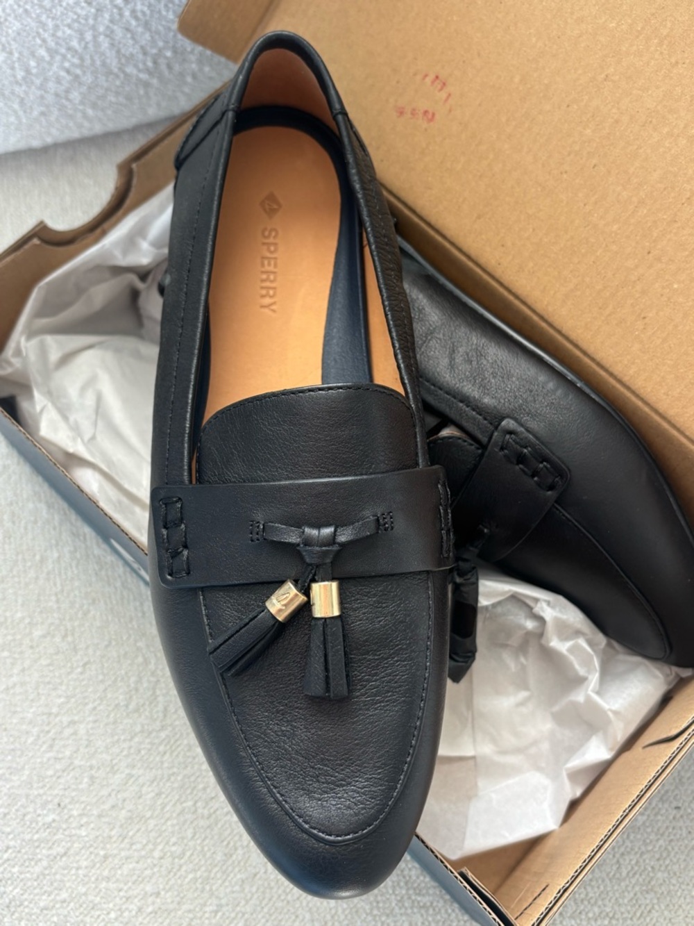 NWT Sperry Cora Black Leather Tassel Loafer 7.5